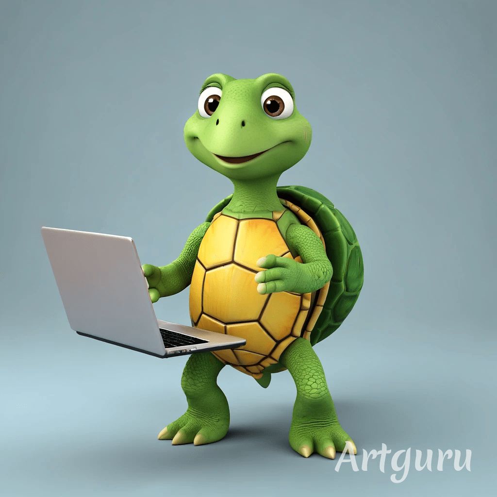 turtle with laptop